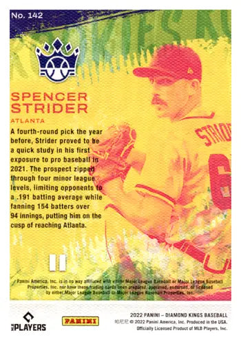 2022 Panini Diamond Kings Red Frame #142 Spencer Strider NM-MT RC Rooki ID:44992 - Baseball Card Single