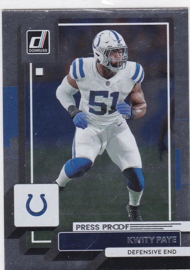 2022 Panini Donruss #54 Kwity Paye Press Proof 7/100 Inidianapolis Colts - Football Card Single