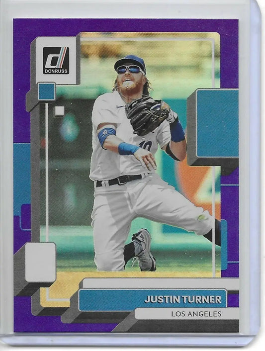 2022 Panini Donruss Baseball Justin Turner Base #97 Holo Purple Parallel (688) - Baseball Card Single
