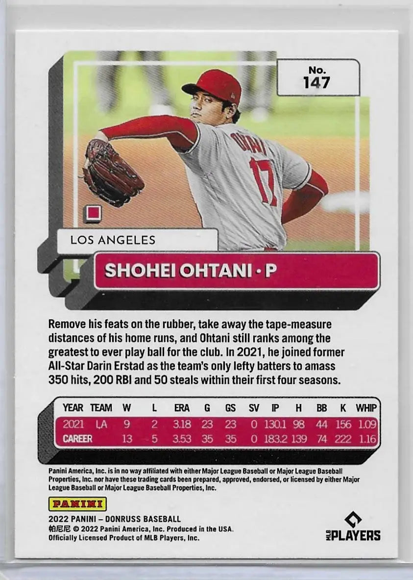 2022 Panini Donruss Baseball Shohei Ohtani #147 Los Angeles Angels (1246) - Baseball Card Single