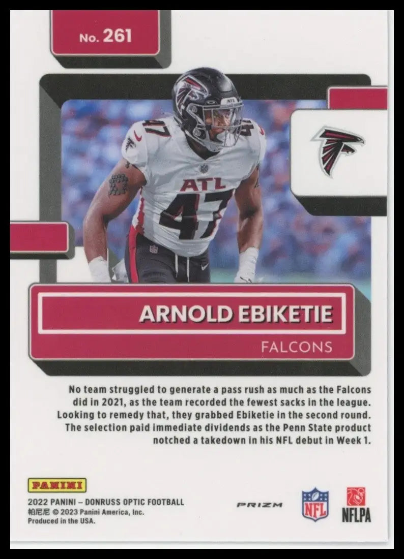 2022 Panini Donruss Optic - Rated Rookie Arnold Ebiketie #261 Pink Prizm (RC) - Football Card Single