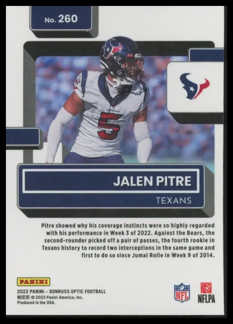 2022 Panini Donruss Optic - Rated Rookie Jalen Pitre #260 (RC) - Football Card Single