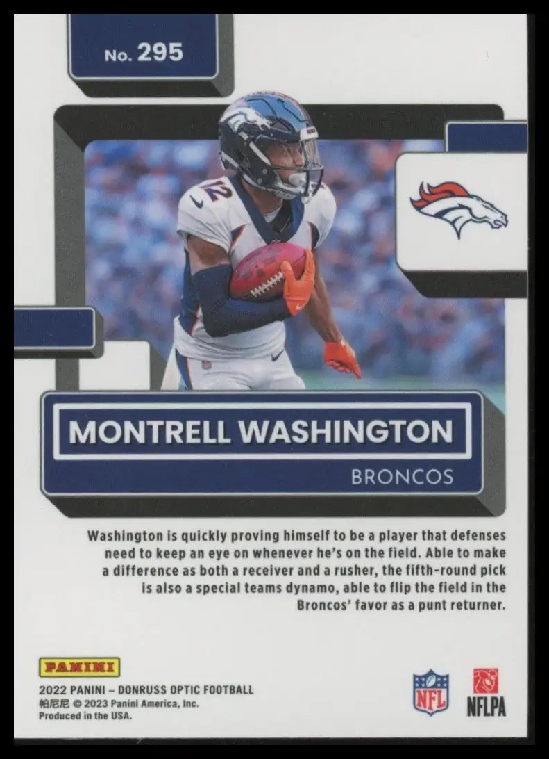 2022 Panini Donruss Optic - Rated Rookie Montrell Washington #295 (RC) - Football Card Single