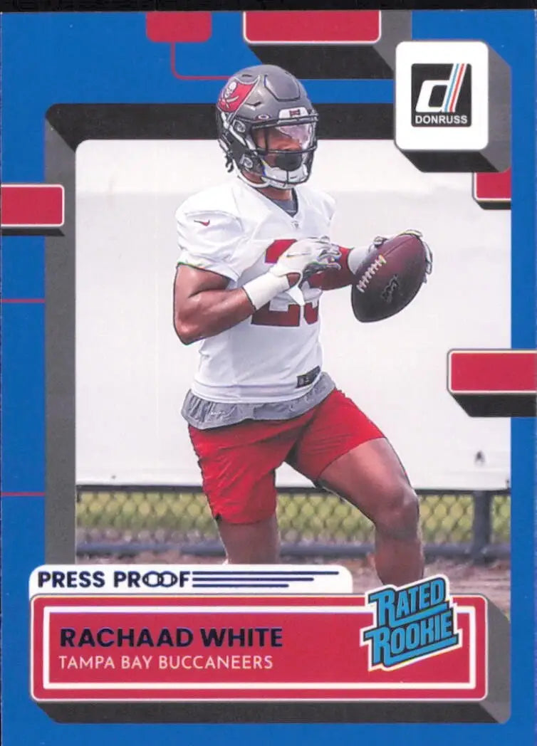 2022 Panini Donruss Press Proof Blue Rated Rookie #399 Rachaad White Buccaneers - Football Card Single