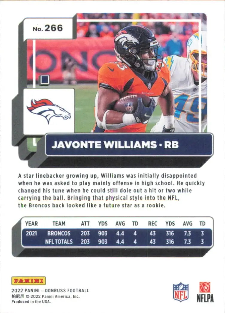 2022 Panini Donruss Press Proof Red #266 Javonte Williams Denver Broncos