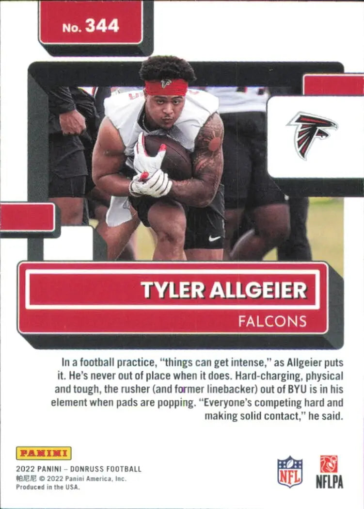 2022 Panini Donruss Rated Rookie #344 Tyler Allgeier Atlanta Falcons Football