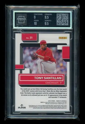 2022 Panini Donruss Rated Rookie Career Stat Tony Santillan #31 011/291 AC 9.5 - Baseball Card Single