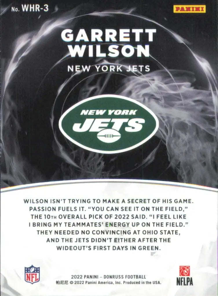 2022 Panini Donruss White Hot Rookies #WHR-3 Garrett Wilson New York Jets