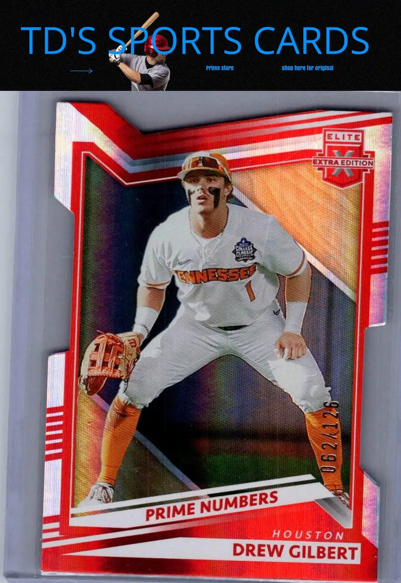 Drew Gilbert baseball card from Panini Elite Extra Edition Prime Numbers B Die Cut