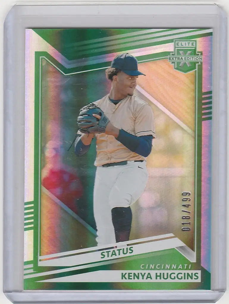 Baseball card of Kenya Huggins in white uniform for Panini Extra Edition Cincinnati Reds