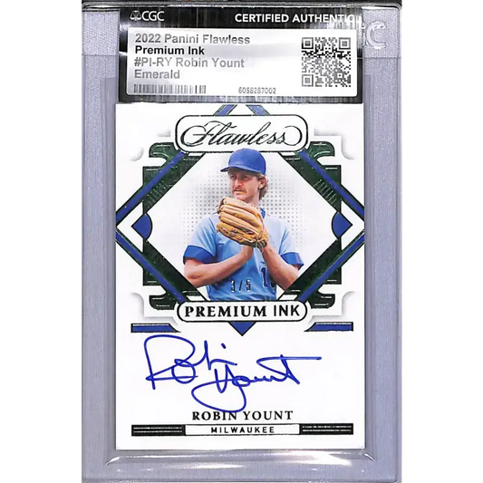 2022 Panini Flawless Premium Ink Emerald #PI-RY Robin Yount NM-MT Auto 3/5 Milwaukee Brewers - Baseball Card Single