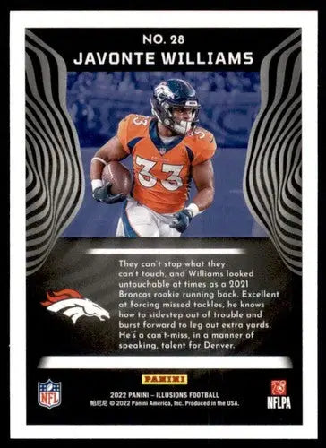 2022 Panini Illusions Retail #28 Javonte Williams NM-MT Broncos ID:52254 - Football Card Single