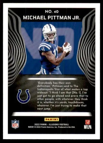 Football trading card from Panini Illusions retail featuring Michael Pittman Jr. original gloss