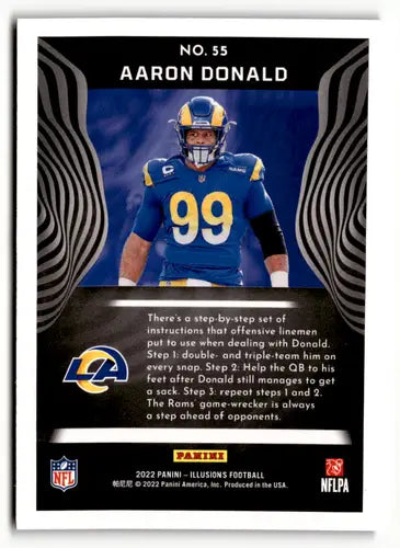 Original gloss Panini Illusions Aaron Donald football card from 2022 LA Rams collection
