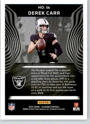 Original gloss Derek Carr football card from Panini Illusions Retail 2022