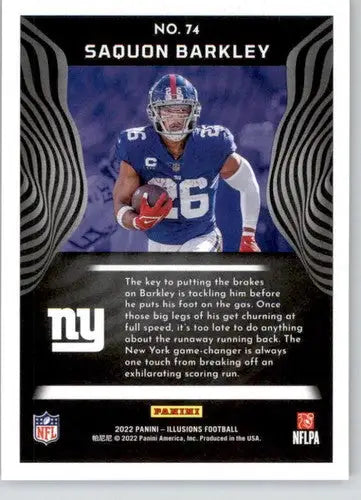 Saquon Barkley football card from Panini Illusions Retail 2022 with original gloss