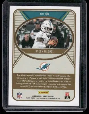 2022 Panini Legacy Football Jaylen Waddle #60 Purple 07/10 Football - Football Card Single