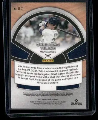 2022 Panini Lumber Inc. Christian Yelich #LI-7 Baseball - Baseball Card Single