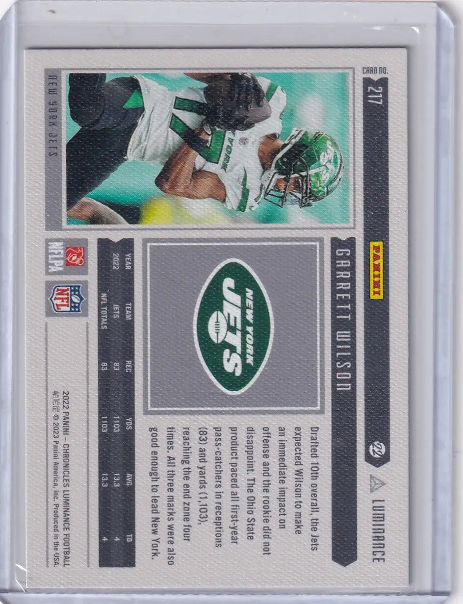 2022 Panini Lumiance #217 Garrett Wilson - New York Jets - Football Card Single