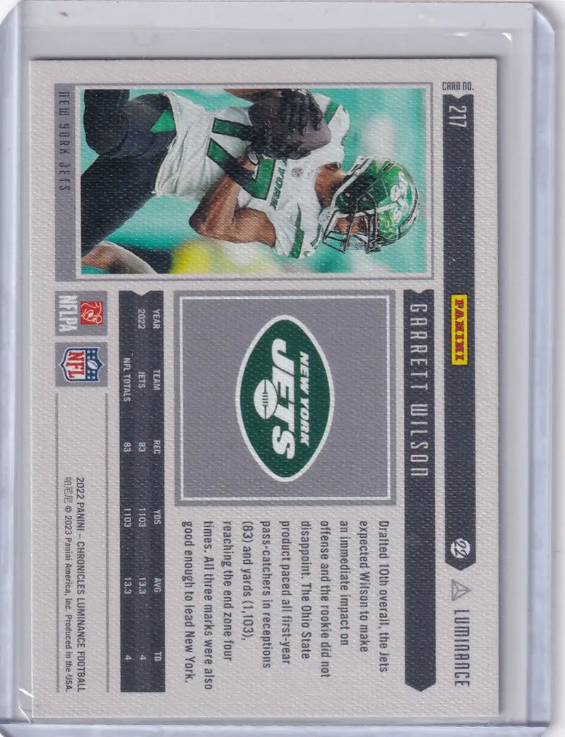 2022 Panini Lumiance #217 Garrett Wilson - New York Jets - Football Card Single