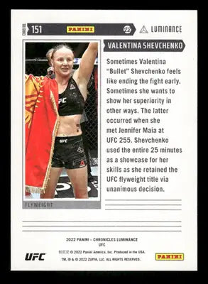 2022 Panini Luminance UFC Valentina Shevchenko #151 Mixed Martial Arts - UFC/MMA Card Single