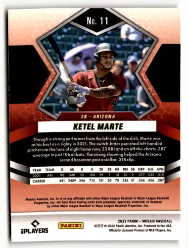 2022 Panini Mosaic Ketel Marte baseball card with original gloss and Diamondbacks design