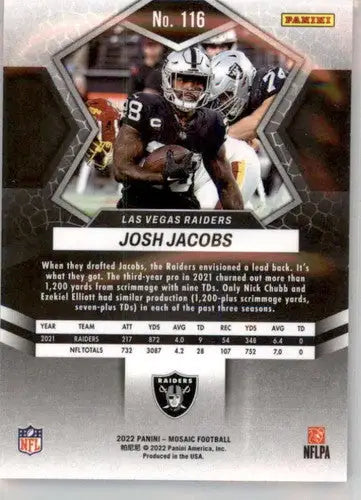 Josh Jacobs football card from Panini Mosaic with original gloss in 2022 Panini Mosaic #116