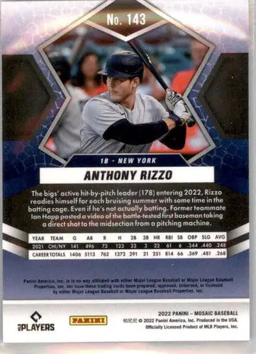 2022 Panini Mosaic Anthony Rizzo baseball card with original gloss New York Yankees
