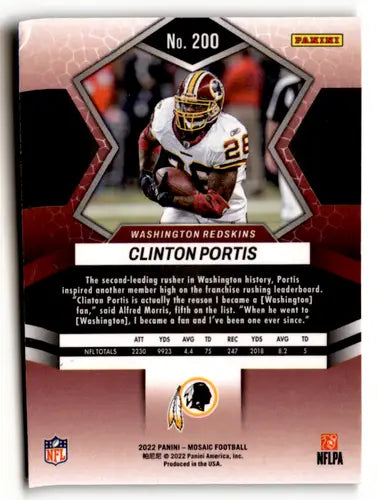 Panini Mosaic Clinton Portis football card with original gloss from 2022 Panini Mosaic