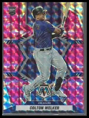 2022 Panini Mosaic #218 Colton Welker Pink Camo Mosaic Colorado Rockies