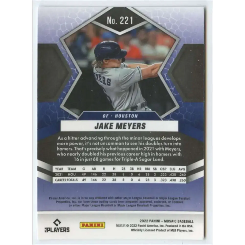 2022 Panini Mosaic #221 Jake Meyers NM-MT RC Rookie Houston Astros Baseball Card - Baseball Card Single
