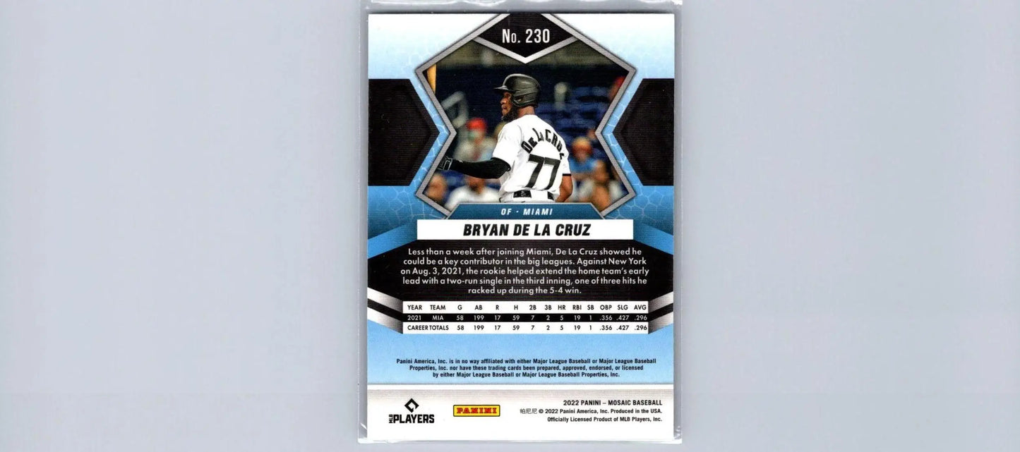 2022 Panini Mosaic #230 Bryan De La Cruz baseball card for trading card collectors