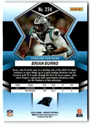 2022 Panini Mosaic Brian Burns football card with original gloss Panthers ID 52212