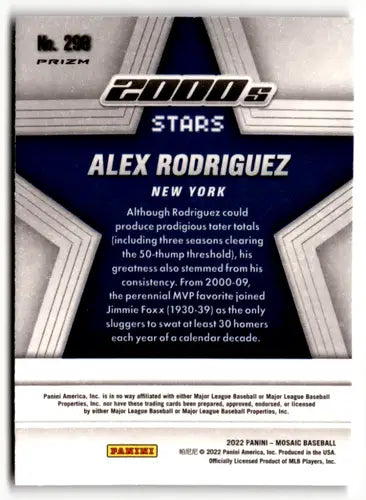 2022 Panini Mosaic Mosaic #298 Alex Rodriguez NM-MT Yankees ID:48027 - Baseball Card Single