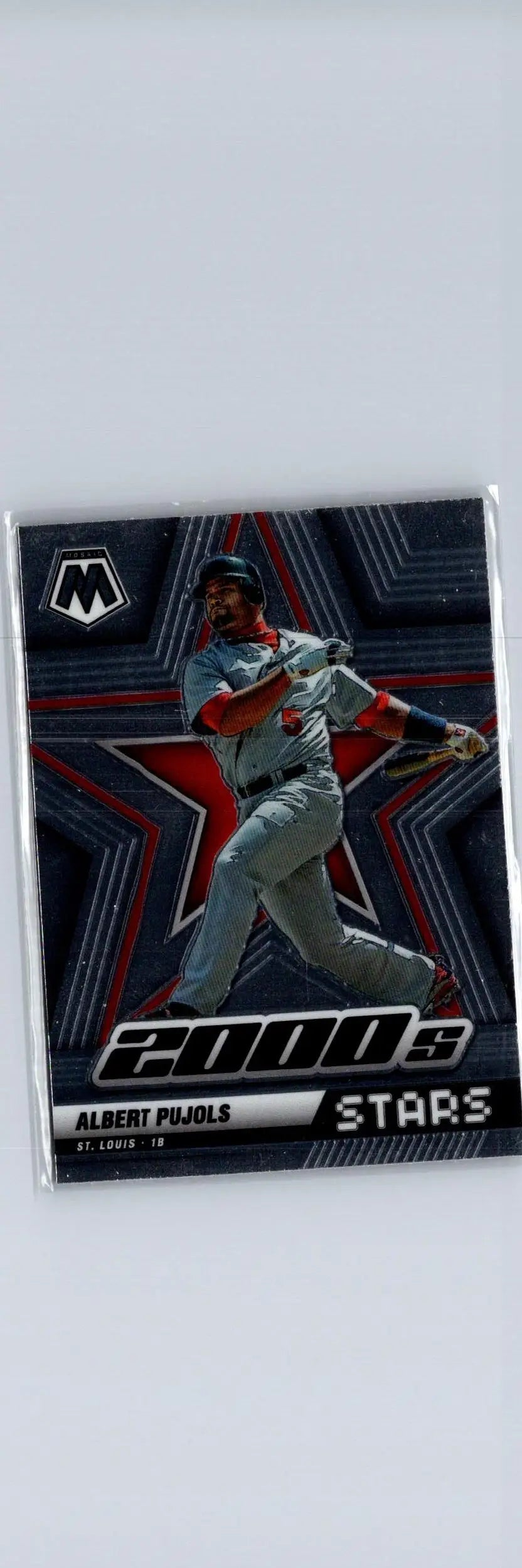 Albert Pujols 2000s Stars baseball trading card from 2022 Panini Mosaic series