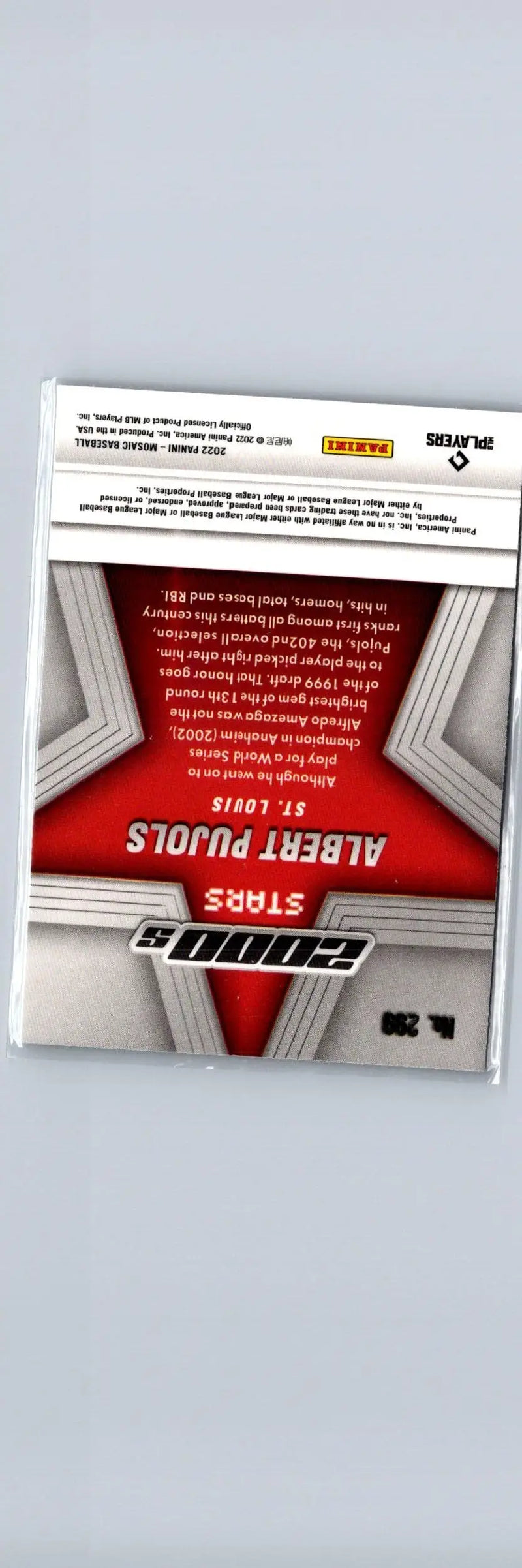 Panini Mosaic 2022 Albert Pujols baseball trading card featuring Albert Pujols