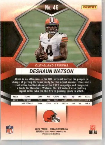 Deshaun Watson football card from Panini Mosaic 2022 with original gloss and NM-MT condition