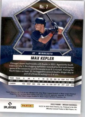 2022 Panini Mosaic #7 Max Kepler NM-MT Twins ID:48065 - Baseball Card Single