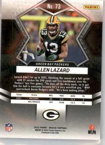 Original gloss Panini Mosaic Allen Lazard football card from 2022 Packers series