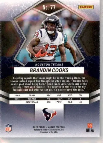 2022 Panini Mosaic #77 Brandin Cooks NM-MT Texans ID:52218 - Football Card Single