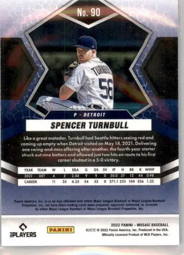 Original gloss Panini Mosaic Spencer Turnbull baseball card Tigers 2022 product