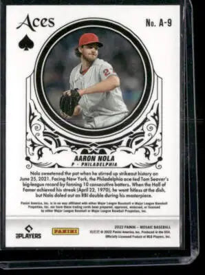 2022 Panini Mosaic Aaron Nola #A-9 Aces Baseball - Baseball Card Single