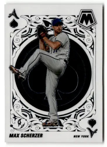Max Scherzer baseball card from Panini Mosaic Aces 2022 collection, NM-MT Mets