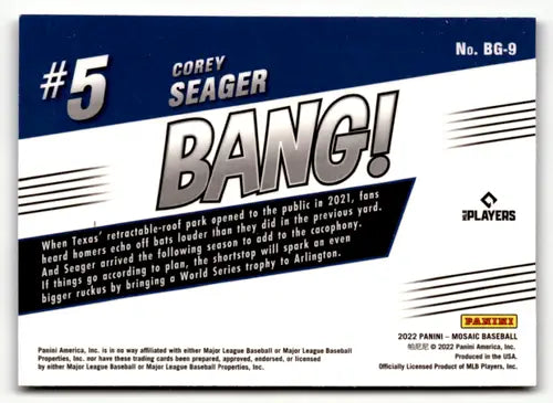 2022 Panini Mosaic Bang #9 Corey Seager NM-MT Rangers ID:47996 - Baseball Card Single