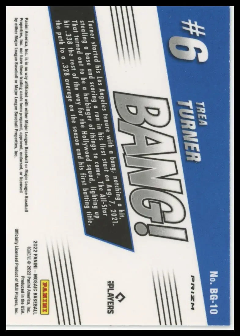 2022 Panini Mosaic - Bang! Green Mosaic Trea Turner BG-10 Los Angeles Dodgers NM - Baseball Card Single