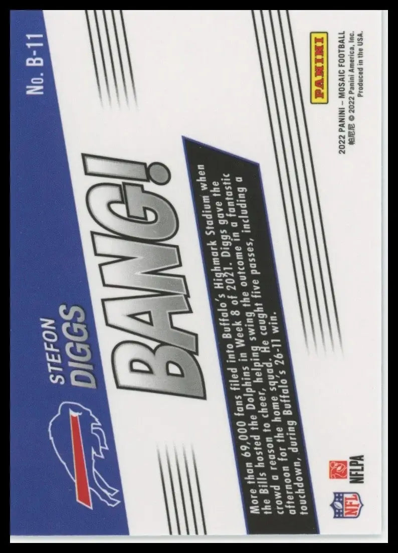 2022 Panini Mosaic Bang Stefon Diggs #B-11 Buffalo Bills Football Card NFL Sport
