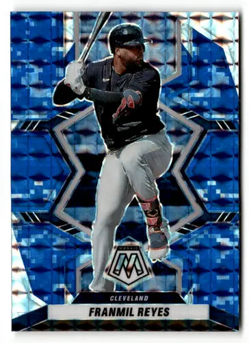 2022 Panini Mosaic Mosaic Blue Camo Franmil Reyes baseball card for Indians collection