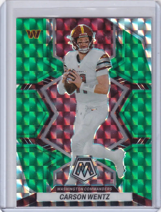2022 Panini Mosaic Green Mosaic #195 Carson Wentz - Washington Commanders - Football Card Single
