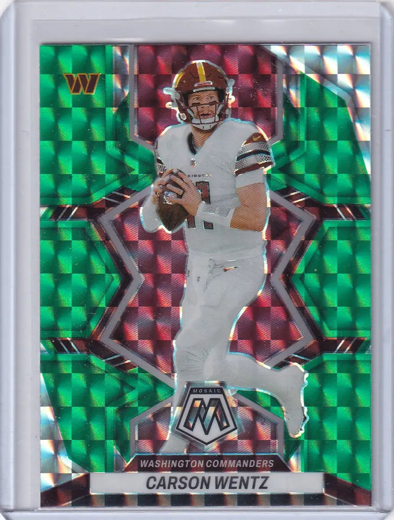 2022 Panini Mosaic Green Mosaic #195 Carson Wentz - Washington Commanders - Football Card Single
