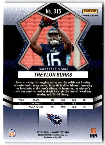 2022 Panini Mosaic Mosaic Green #315 Treylon Burks NM-MT RC Rookie Tita ID:49344 - Football Card Single